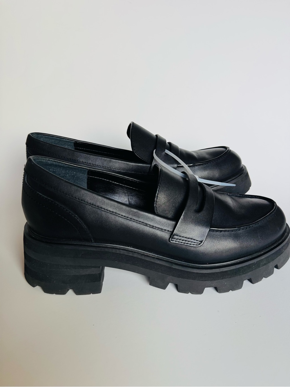 Marc Fisher Black Chunky Lug Sole Penny Loafer